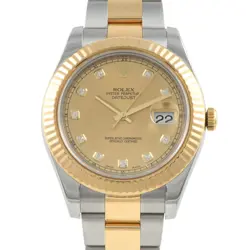 ROLEX DATEJUST 41 CHAMPAGNE DIAMOND DIAL WATCH 116333