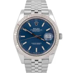 MINT PAPERS ROLEX DATEJUST 41 BLUE INDEX STEEL 18K FLUTED JUBILEE 126334 BOX