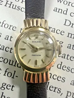 Ladies Vintage ROLEX Yellow Gold Antique Cocktail Diamond Dress Watch Orchid