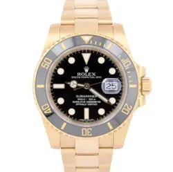 MINT 2019 ROLEX SUBMARINER DATE CERAMIC 18K YELLOW GOLD BLACK 40MM WATCH 116618