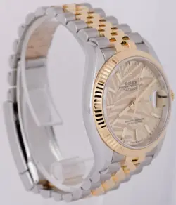 MINT PAPERS Rolex DateJust 36 Champagne Palm Motif Gold Jubilee 126233 Watch BOX