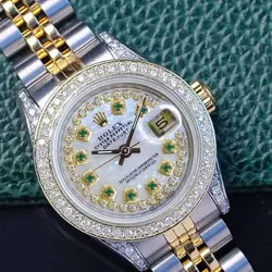 DIAMOND-EMERALD DIAL WATCH