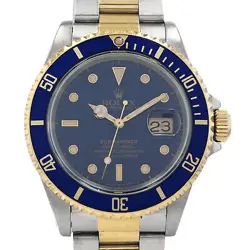 ROLEX SUBMARINER DATE 40MM 16613 BLUE DIAL STEEL & 18K YELLOW GOLD WATCH