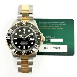 2024 ROLEX SEA-DWELLER 126603, 43MM, STEEL & YELLOW GOLD, BLACK DIAL, BOX & P...
