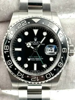 ROLEX GMT MASTER II BLACK DIAL STAINLESS STEEL BRACELET 116710LN BOX & PAPERS