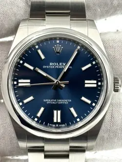 ROLEX OYSTER PERPETUAL 41MM BLUE DIAL STAINLESS STEEL BRACELET 124300 B&P 2024