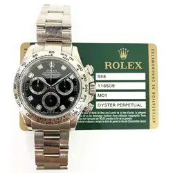 2008 ROLEX COSMOGRAPH DAYTONA 116509, 40MM, WHITE GOLD, BLACK DIAMOND, BOX & ...