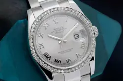 ROLEX DATEJUST 36 MM SILVER ROMAN DIAL NEW STYLE OYSTER BAND STEEL WATCH 116200