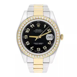 ROLEX DATEJUST 41 MM CUSTOM SET DIAMOND BEZEL 116333 BLACK ARABIC DIAL