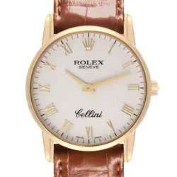 ROLEX CELLINI CLASSIC YELLOW GOLD IVORY ANNIVERSARY DIAL MENS WATCH 5116 CARD