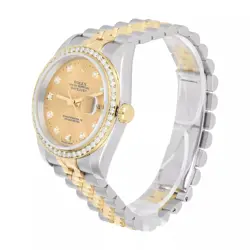 116233 Rolex Datejust 36 mm Champagne Diamond Dial Two Tone Diamond Watch