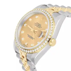 116233 Rolex Datejust 36 mm Champagne Diamond Dial Two Tone Diamond Watch