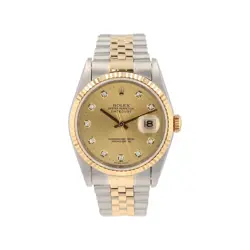 ROLEX DATEJUST  16233 36MM CHAMPAGNE DIAMONDS (N.S) DIAL FLUTED BEZEL & JUBILEE