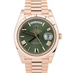 NEW 2024 PAPERS ROLEX DAY-DATE 40 OLIVE GREEN PRESIDENT 18K ROSE GOLD 228235 BOX