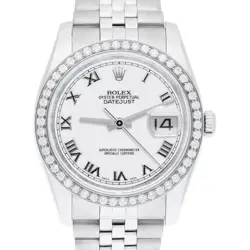 ROLEX DATEJUST 36 MM 116234 WHITE ROMAN NUMERAL DIAL STEEL JUBILEE BAND
