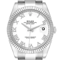 ROLEX DATEJUST 41 STEEL WHITE GOLD ROMAN DIAL MENS WATCH 126334