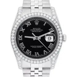 ROLEX DATEJUST 36 MM 116234 BLACK ROMAN DIAL STAINLESS STEEL JUBILEE BAND