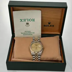 B&P ROLEX DATEJUST 16233 36MM CHAMPAGNE DIAMOND MARKER (O.S) DIAL & FLUTED BEZEL