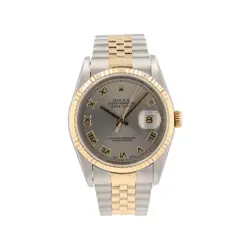 ROLEX DATEJUST  16233 36MM GRAY ROMAN NUMERAL DIAL FLUTED BEZEL JUBILEE BAND