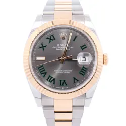 ROLEX DATEJUST 41MM GREY WIMBLEDON DIAL WATCH 126333 YG