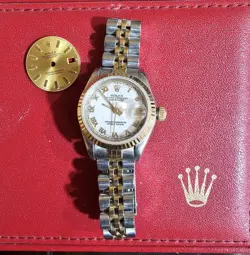 Ladies Rolex OP Datejust 69173 Two-Tone 18K Ivory Champagne gold Dial w Box dead
