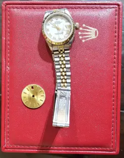 Ladies Rolex OP Datejust 69173 Two-Tone 18K Ivory Champagne gold Dial w Box dead