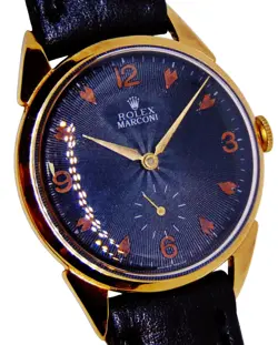 VTG ROLEX MARCONI BLACK DIAL 18K GOLD PLATED WIND UP  SWISS WATCH JUST SERVICED