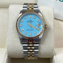 ROLEX DATEJUST 31 BLUE DIAMOND DIAL TWO-TONE JUBILEE FLUTED BEZEL REF: 68273