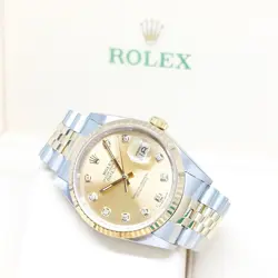 ROLEX 36MM CHAMPAGNE BIG DIAMONDS DATEJUST REF: 16233 (K SERIES)