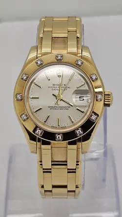ROLEX PEARLMASTER 80318 18K YELLOW GOLD DIAMOND BEZEL WRISTWATCH