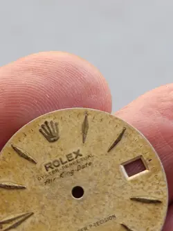 Rolex genuine vintage Air King date tropical raised Spear markers. rare beauty!