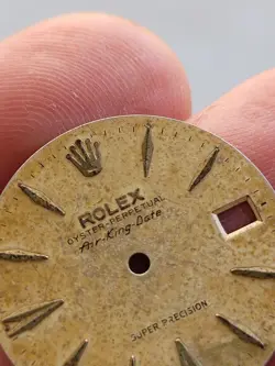 Rolex genuine vintage Air King date tropical raised Spear markers. rare beauty!