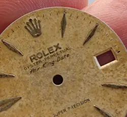 Rolex genuine vintage Air King date tropical raised Spear markers. rare beauty!
