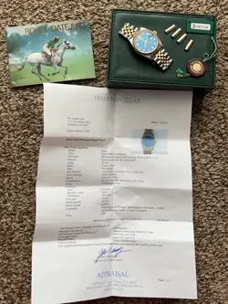1987 Rolex Datejust 16013, 36mm,Blue Arabic Motif Dial,18K&Stainless Steel Watch
