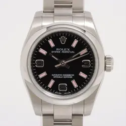 ROLEX OYSTER PERPETUAL 176200 SS AT BLACK DIAL 2 EXTRA LINKS