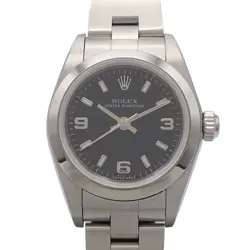 ROLEX 76080 OYSTER PERPETUAL AUTOMATIC BLACK DIAL STAINLESS STEEL WOMEN'S WATCH