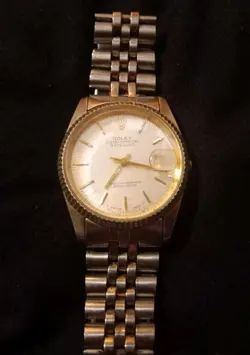  ROLEX OYSTER PERPETUAL DATEJUST 1601 WG BEZEL MEN'S WATCH