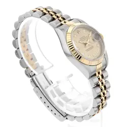 ROLEX DATEJUST 10P DIAMOND 69173G CHAMPAGNE GOLD W NUMBER SECOND HAND WOMEN