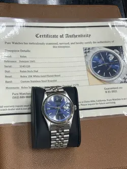 ROLEX DATEJUST 1601 SILVER JUBILEE BRACELET WITH 18K WHITE GOLD FLUTED BEZEL