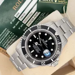 2007 ROLEX SUBMARINER DATE 40MM BLACK DIAL STEEL OYSTER WATCH 16610 BOX PAPERS