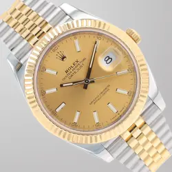 ROLEX DATEJUST 41 TWO-TONE CHAMPAGNE INDEX DIAL FLUTED BEZEL JUBILEE BAND 126333