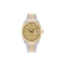 ROLEX DATEJUST  16253 36MM CHAMPAGNE INDEX DIAL TURN-O-GRAPH BEZEL JUBILEE BAND