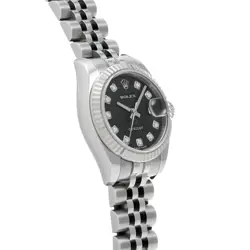 USED ROLEX Datejust 179174G Black Case Size 26×26mm Ladies Watch #2294