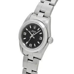 USED ROLEX Oyster Perpetual 76080 Black Case Size 24×24mm Ladies Watch #24124