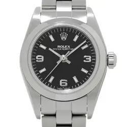 USED ROLEX Oyster Perpetual 76080 Black Case Size 24×24mm Ladies Watch #24124