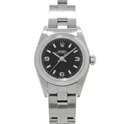 USED ROLEX Oyster Perpetual 76080 Black Case Size 24×24mm Ladies Watch #24124