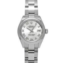 USED ROLEX LADY DATEJUST 28 279160 SILVER CASE SIZE 28×28MM LADIES WATCH #2144