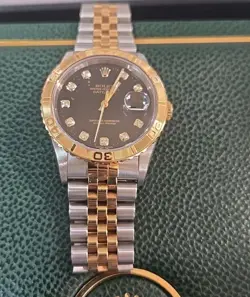 ROLEX DATEJUST THUNDERBIRD 16263 TURN - O - GRAPH BLACK DIAMOND DIAL 36MM