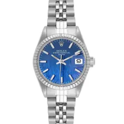 ROLEX DATE BLUE DIAL STEEL WHITE GOLD VINTAGE LADIES WATCH 6917