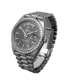Rolex Day-Date 40mm 18kt White Gold Diamond Bezel Slate dial Box&Card 228239RBR